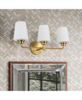 22.5 in. W 3-Light White Plus Gold Bathroom Vanity Light with Shade