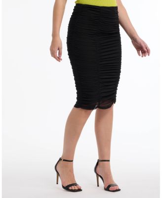 Women's Ruched Mesh Midi Skirt