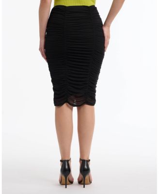Women's Ruched Mesh Midi Skirt
