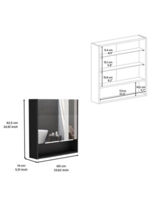 Tatacoa Mirror Medicine Cabinet, One Open Shelf, Three Interior Shelves