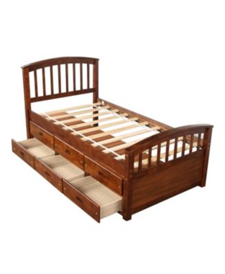 Streamdale Twin Size Platform Storage Bed Solid Wood Bed With 6 Drawers