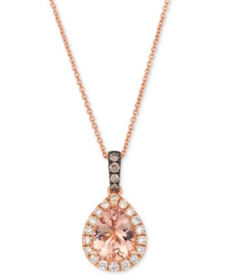 Le Vian - Peach Morganite (1-1/10 ct. t.w.), Nude Diamond (1/4 ct. t.w.) & Chocolate Diamond (1/20 ct. t.w.) Pendant 20" Adjustable Necklace in 14k Strawberry Gold