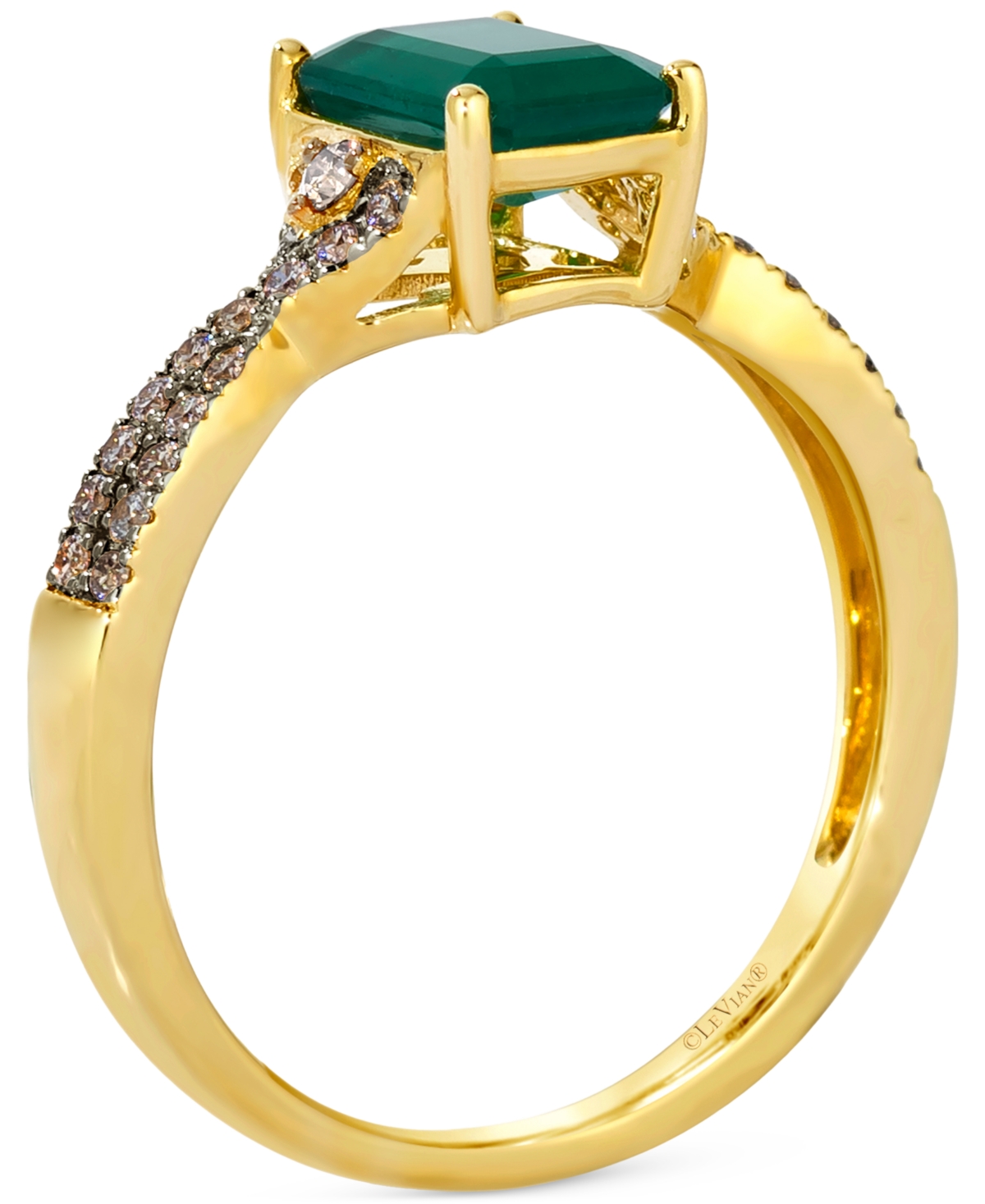 Le Vian Emerald (1-1/5 ct. t.w.), Chocolate Diamond (1/5 ct. t.w.) & Nude Diamond (1/20 ct. t.w.) Ring in 14k Honey Gold