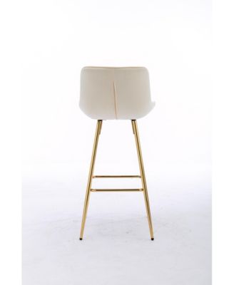 Set of 2 Velvet Chrome Footrest Counter Stools