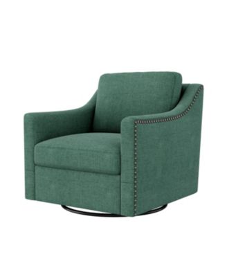 Streamdale Swivel Armchair in Cotton Linen with Brass Accents