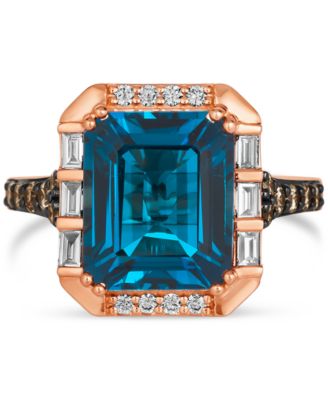 London Blue Topaz (6 ct. t.w.) & Diamond (5/8 ct. t.w.) Statement Ring in 14k Rose Gold