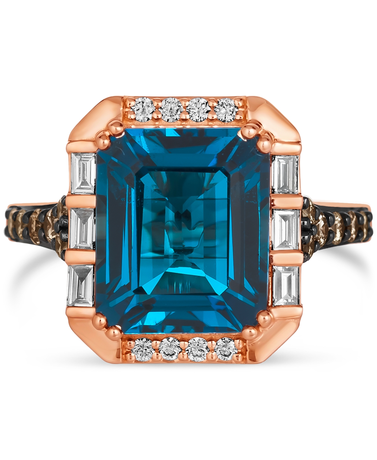 Le Vian London Blue Topaz (6 Ct. T.w.) & Diamond (5/8 Ct. T.w.) Statement Ring In 14k Rose Gold In Multi
