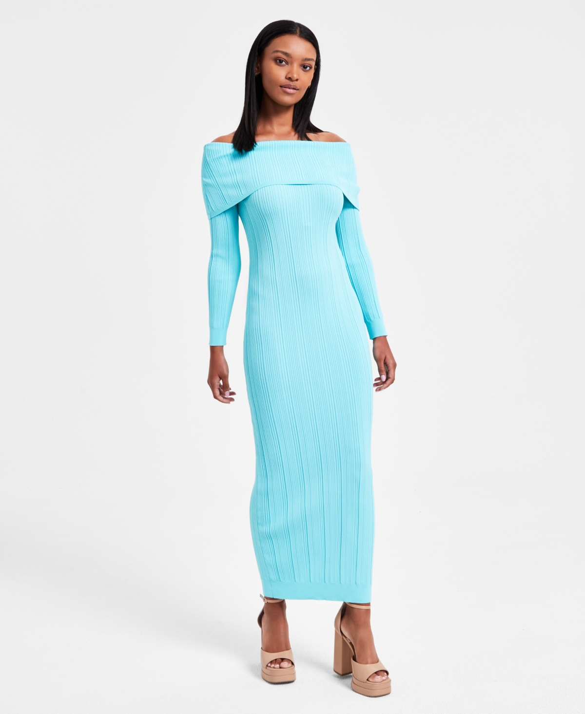 BAR III WOMEN'S OFF-THE-SHOULDER SWEATER DRESS, EXCLUSIVELY AT MACY'S 