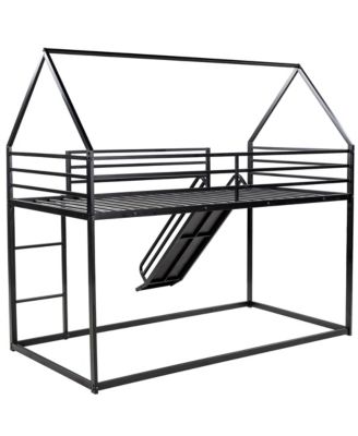 Twin Over Twin House Bunk Bed With Ladder And Slide