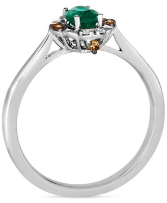 New Emerald (3/8 ct. t.w.) & Diamond (1/10 ct. t.w.) Engagement Ring in 14k White Gold