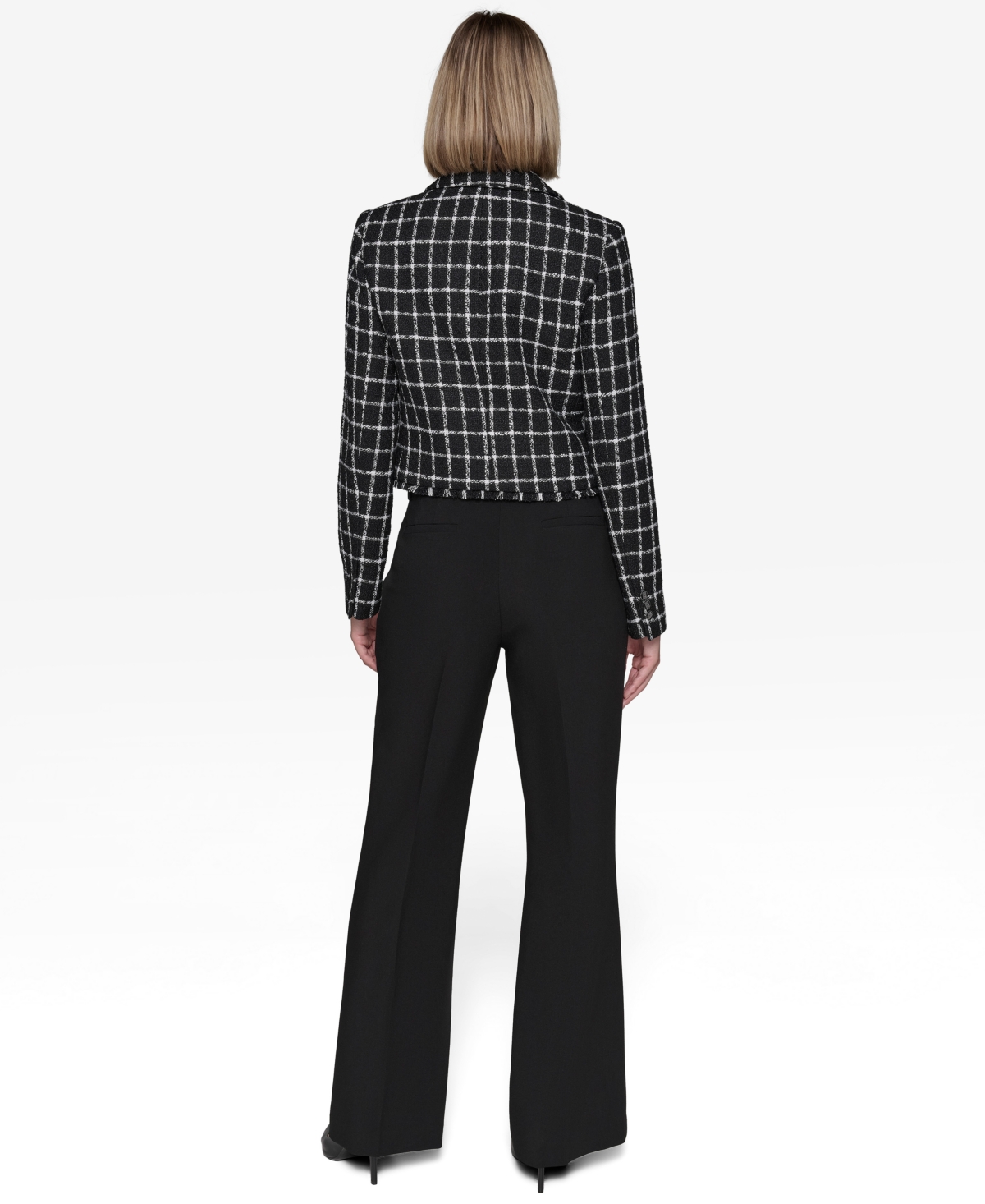 Karl Lagerfeld Paris Women's Tweed Windowpane Jacket -sft Wt