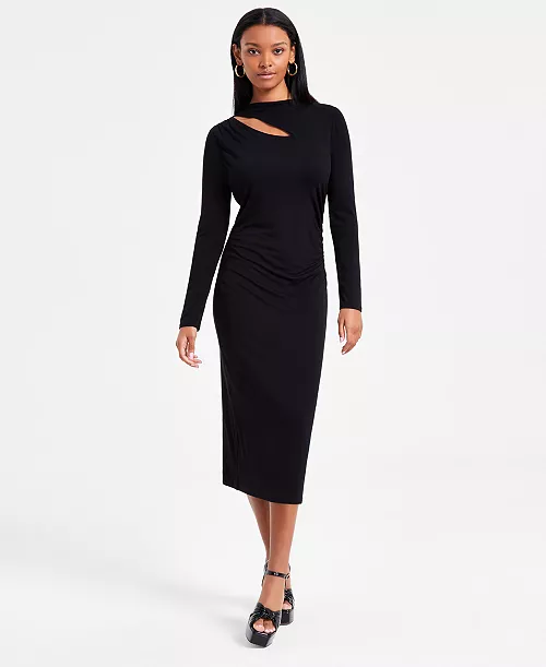 women's cutout mock neck midi dress, exclusively at macy's