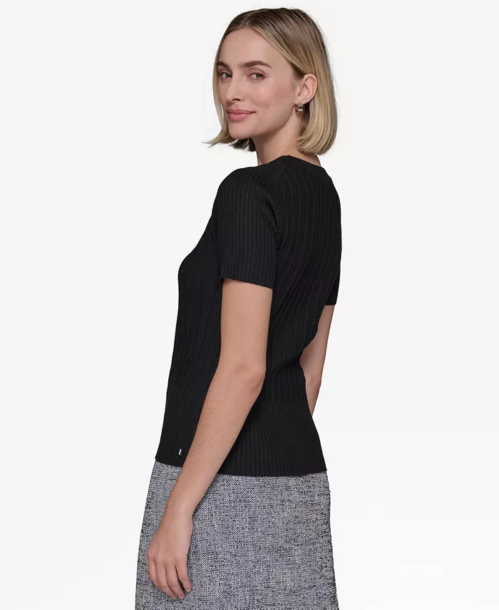 Women's Ribbed Short-Sleeve Sweater - thumbnail 4