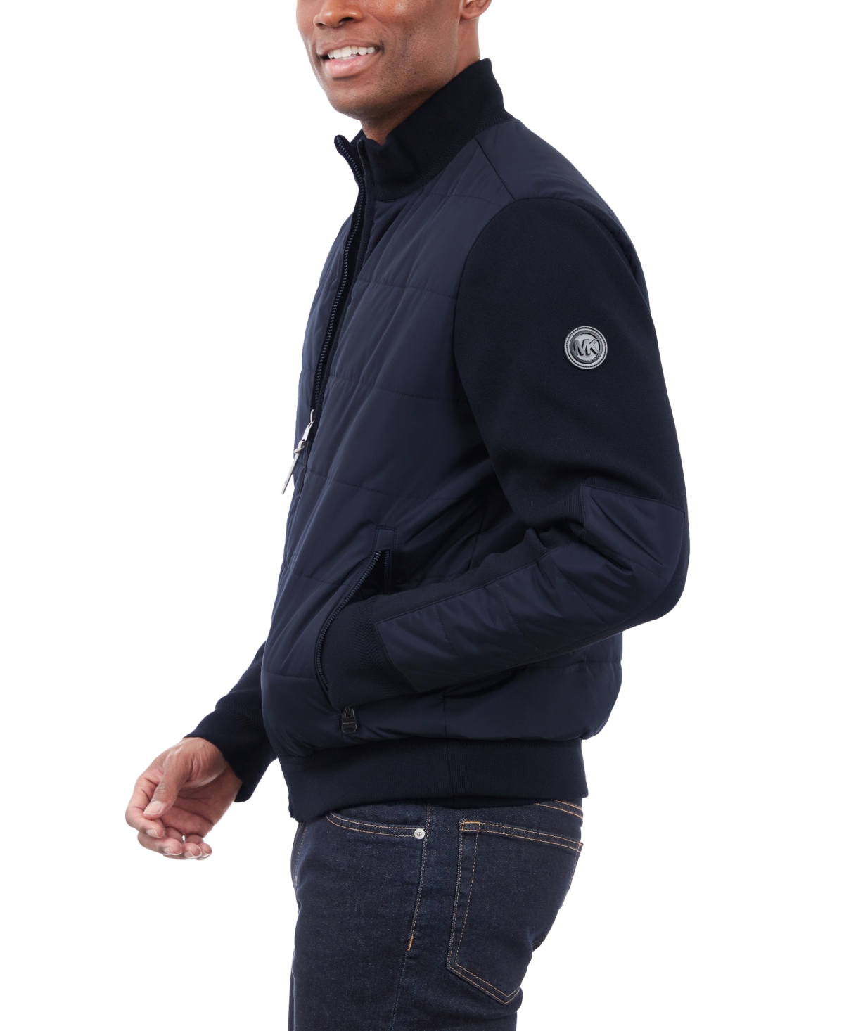 Michael Kors Men's Mixed-Media Knit-Sleeve Puffer Jacket