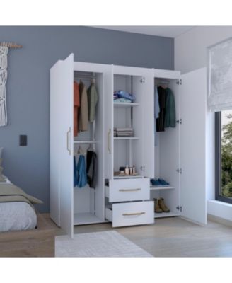 Valier Metal Accent Multi-Storage Deluxe Wardrobe Armoire