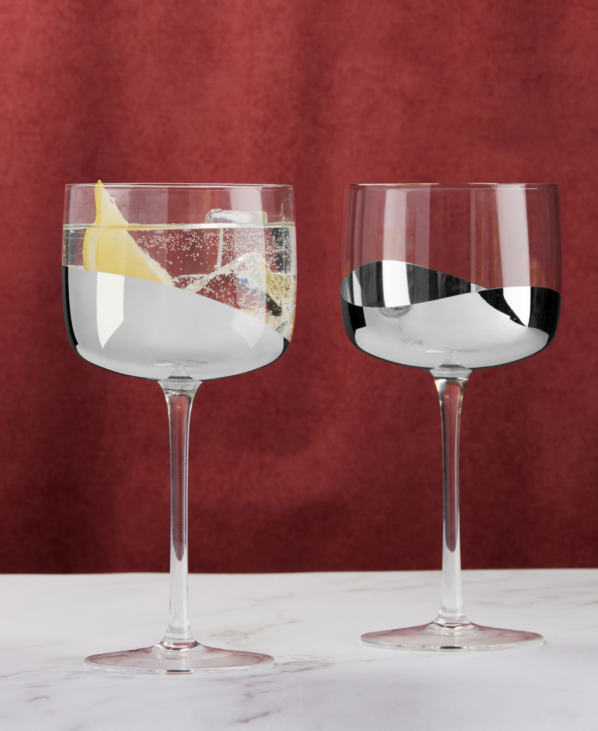 Anton Studio Designs Wave Gin Glasses, Set Of 2 In Silver