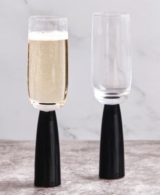 Oslo Champagne Flutes Black, Set of 2