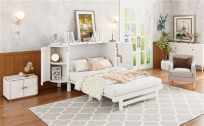 Full Murphy Bed with Hidden Storage & Modern Woven Design