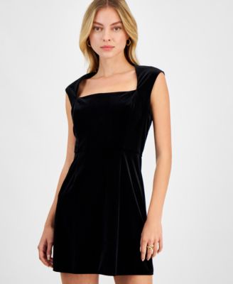 Women's Stretch Velvet Square-Neck Dress