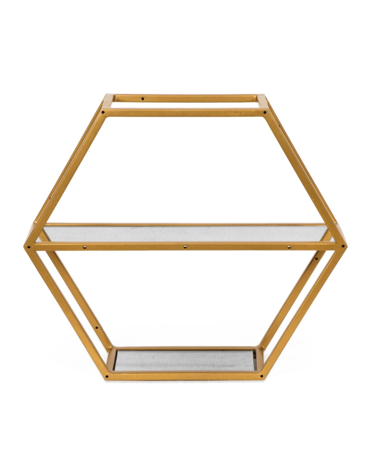 Streamdale Furniture Hexagonal Glass Shelf with Metallic Accents for Modern Glam Decor