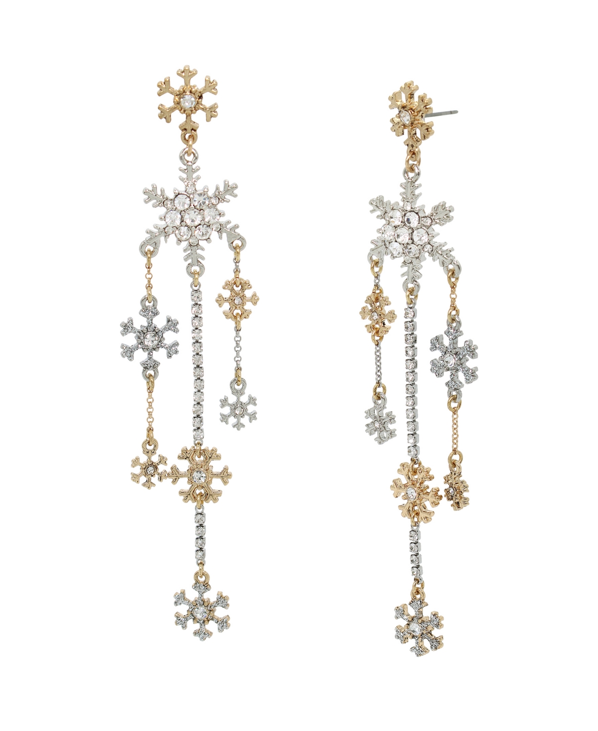 BETSEY JOHNSON FAUX STONE SNOWFLAKE CHANDELIER EARRINGS 