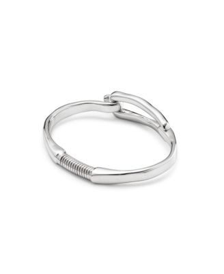 Sterling Silver-plated and 18K Gold Metal Rigid Bracelet