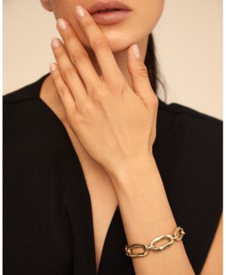 Sterling Silver and 18k Gold Plated Oval Links Bracelet