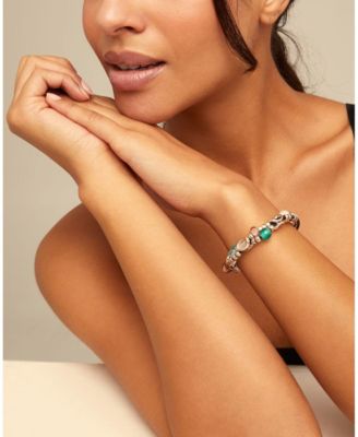 Sterling Silver-Plated Links and Handmade crystal Bracelet