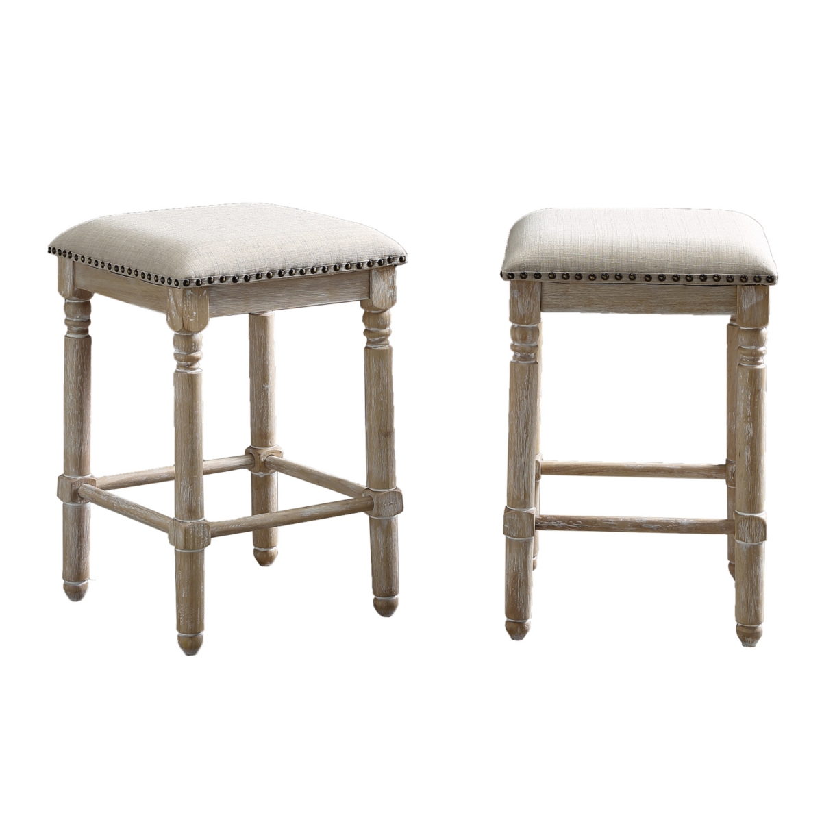 Streamdale Furniture Wood Upholstered Swivel Counter Height Stool, Set of 2,- Tan