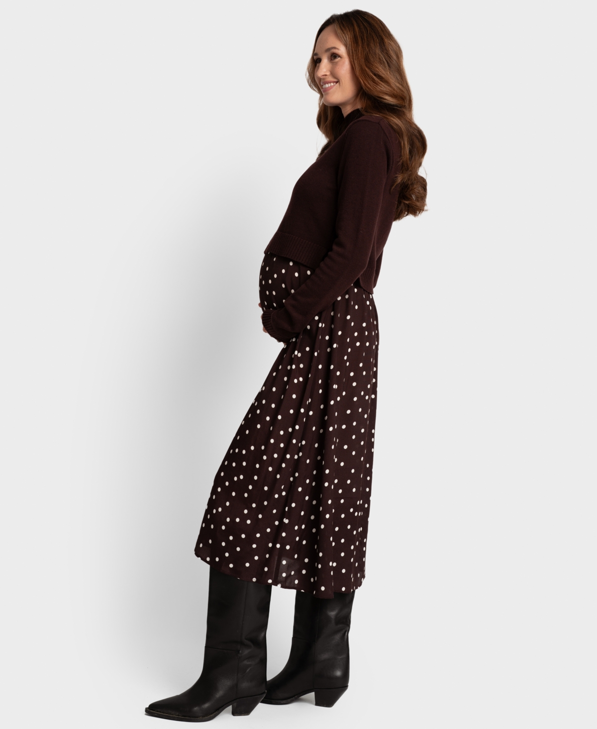 SERAPHINE WOMEN'S MATERNITY SKIRT WITH KNIT TOPPER 