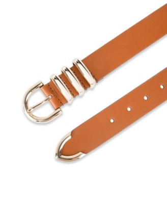 Women's Modern Triple Keeper Beveled Edge Leather Belt