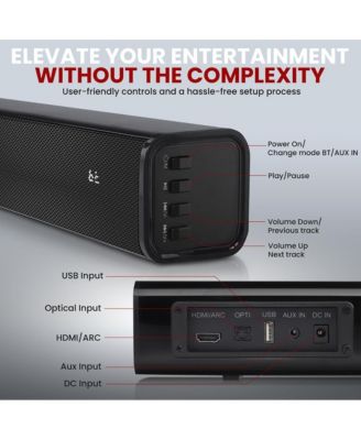 Wave Base Wireless Bluetooth Streaming Tabletop Soundbar, Digital Speaker System with Remote Control and HDMI (ARC)