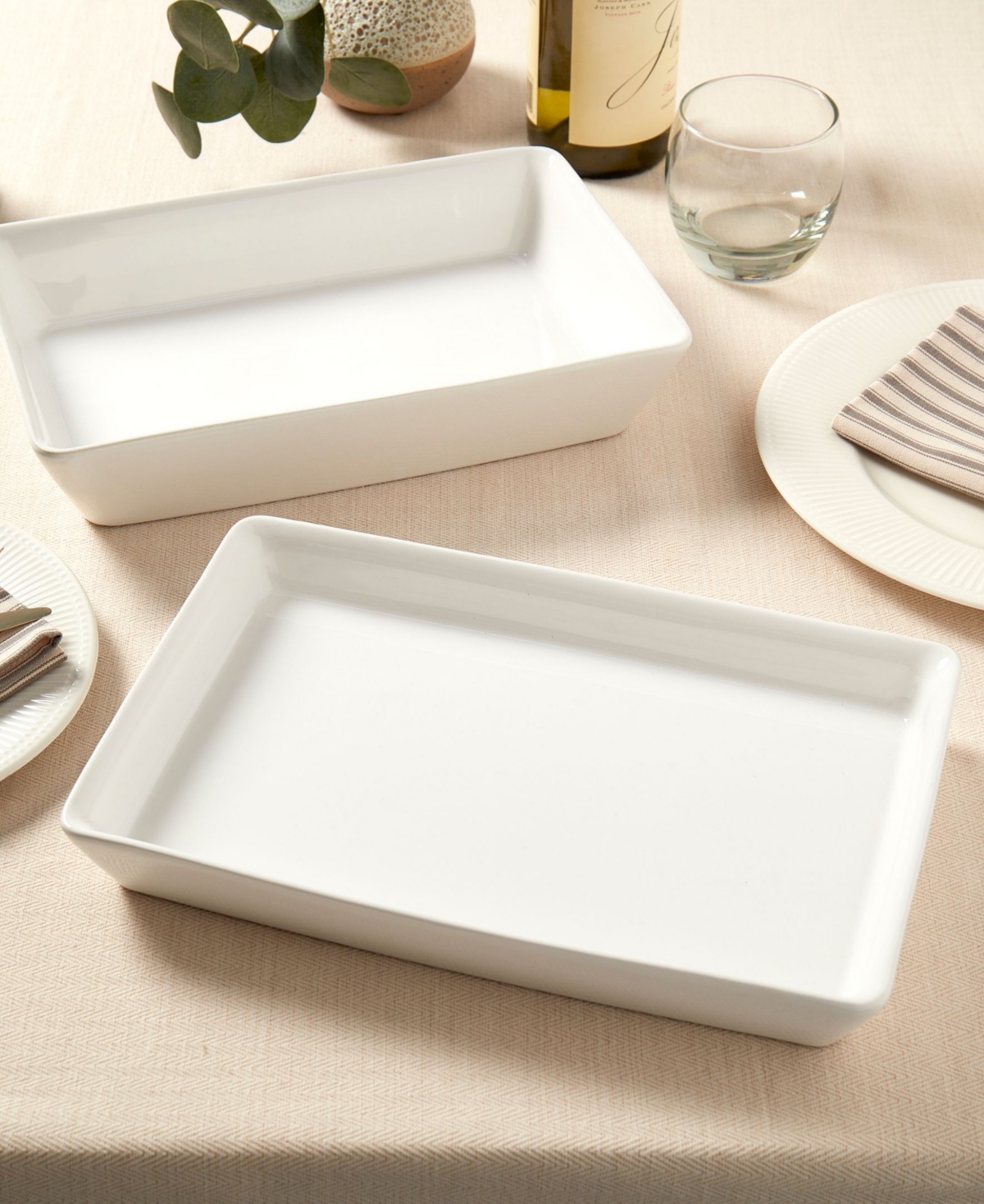 Denmark Tools For Cooks Rectangular 2 Pc. Serving Platters In White
