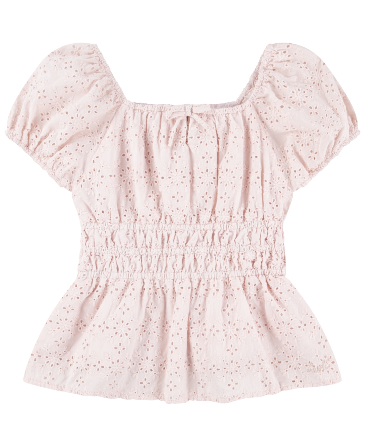 Levi's Big Girls Eyelet Puff Top In English Rose