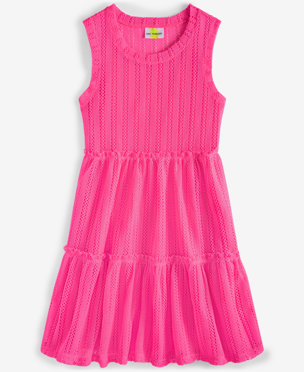 Epic Threads Big Girls Mesh Dress Swim Cover-up, Exclusively At Macy's In Plyo Pink