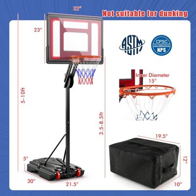 Adjustable Basketball Hoop (5-10 Feet) for Indoor and Outdoor Play