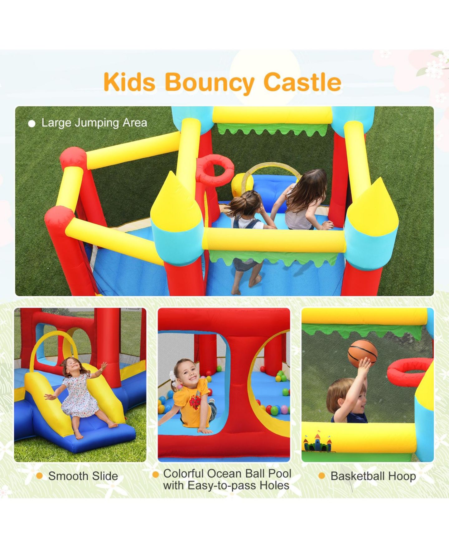 Детская игрушка GOUUN Inflatable Bounce Slide Jumping Castle Without Blower — фото 8