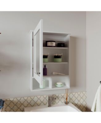 1Pc 5 Shelves, Mirrored Door & Space-Saving Design Medicine Cabinet