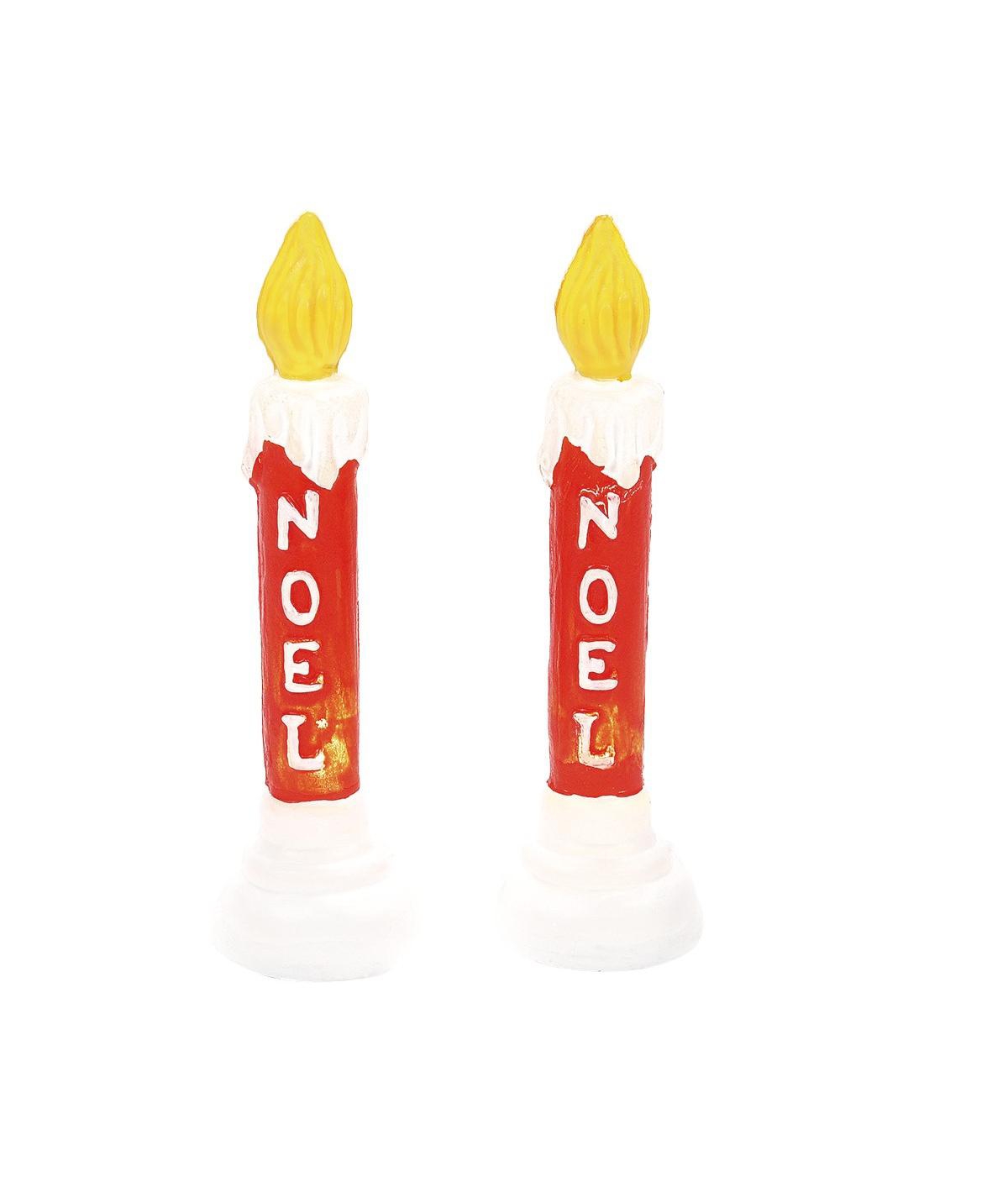 Blow Mold Candle Set of 2 Village Accessory - Multi Color