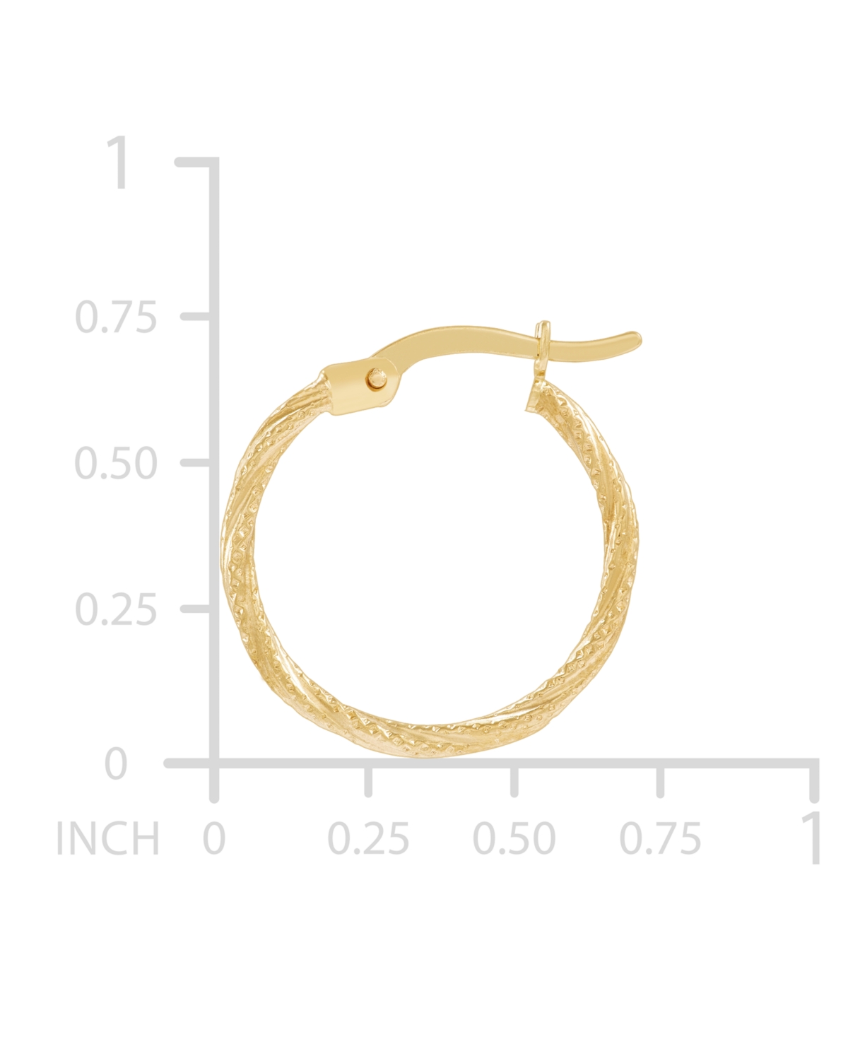 Small Polished Twist Hoop Earrings in 14k Yellow Gold, 5/8"