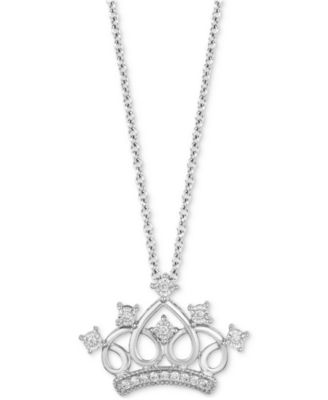 Disney Enchanted Vault - Diamond Majestic Princess Crown 18" Pendant Necklace (1/10 ct. t.w.) in Sterling Silver
