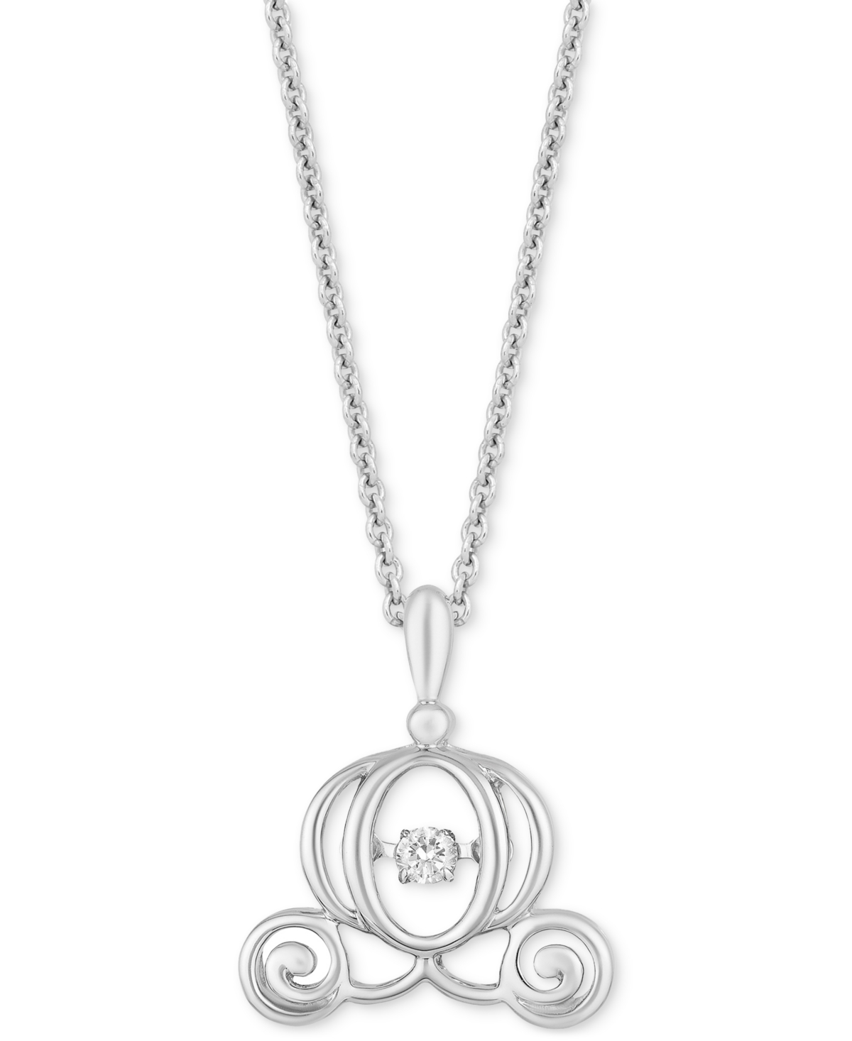 Diamond Cinderella Carriage 18" Pendant Necklace (1/20 ct. t.w.) in Sterling Silver - Sterling Sliver