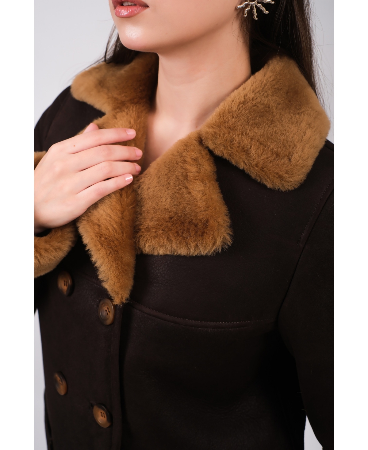 Furniq Uk Women's Leather Sheepskin Coat, Created for Macy's - Brown