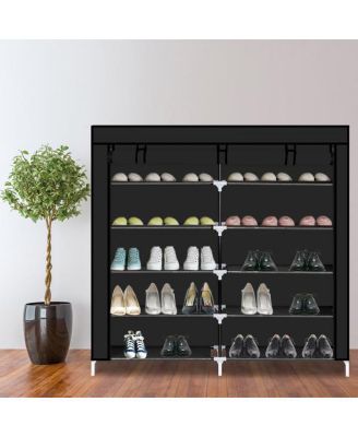 7-Tier Portable Shoe Rack with Fabric Cover for Organized Shoe Storage and Closet Organization