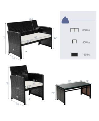 SUGIFT 4 Pieces Patio Rattan Cushioned Furniture Set