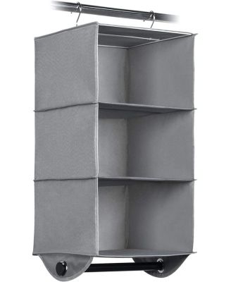 Hanging Closet Organizer with 3 Shelves and Black Metal Rod