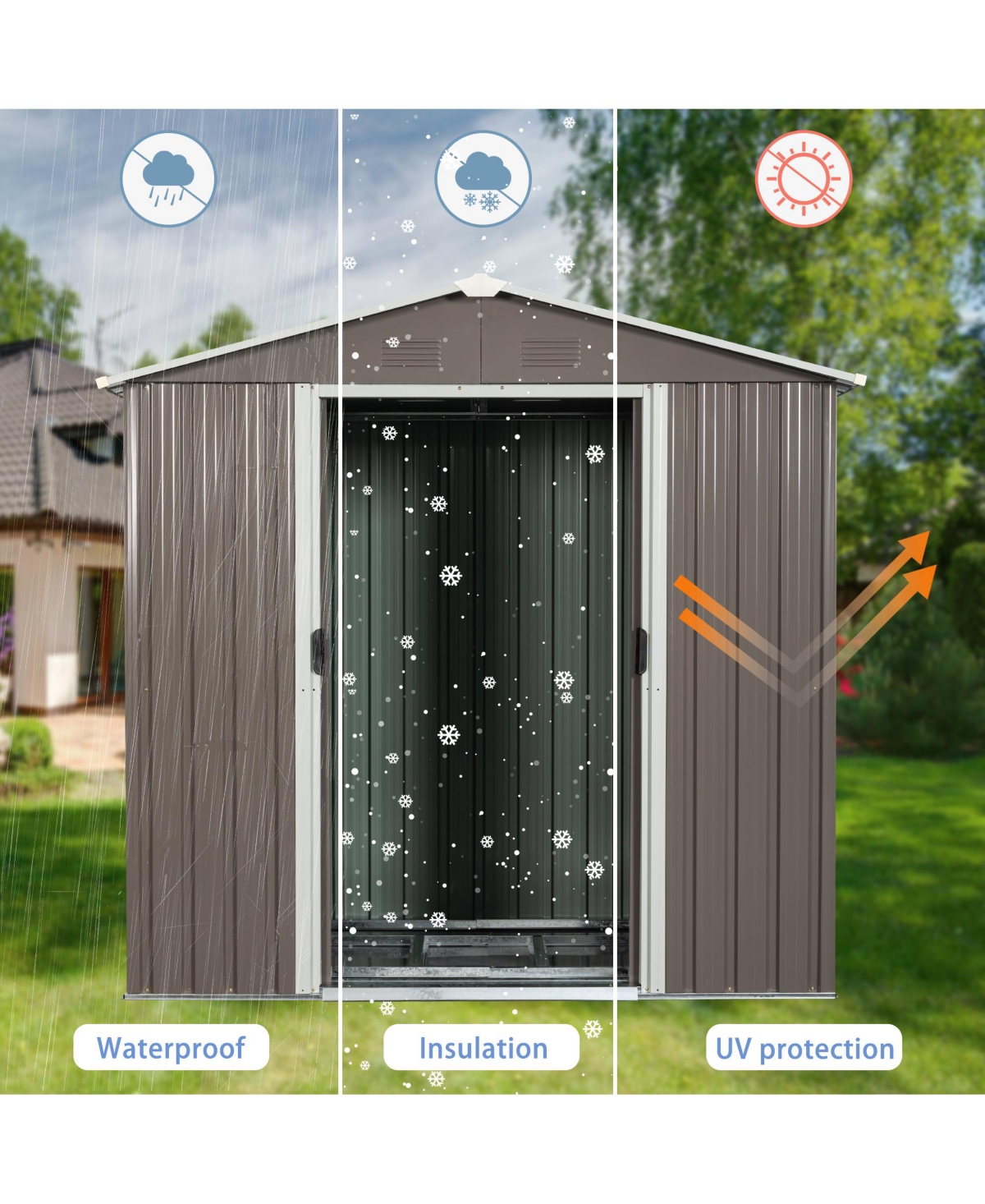 Slickblue 8ft x 4ft Outdoor Metal Storage Shed – Durable Garden Storage Solution