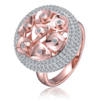 Genevive Sterling Silver Two-Tone Plated Ring with Cubic Zirconia ...