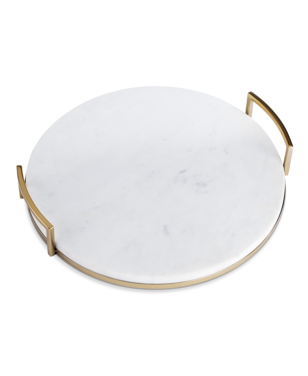 Thirstystone Round Marble Tray With Handles In White,gold