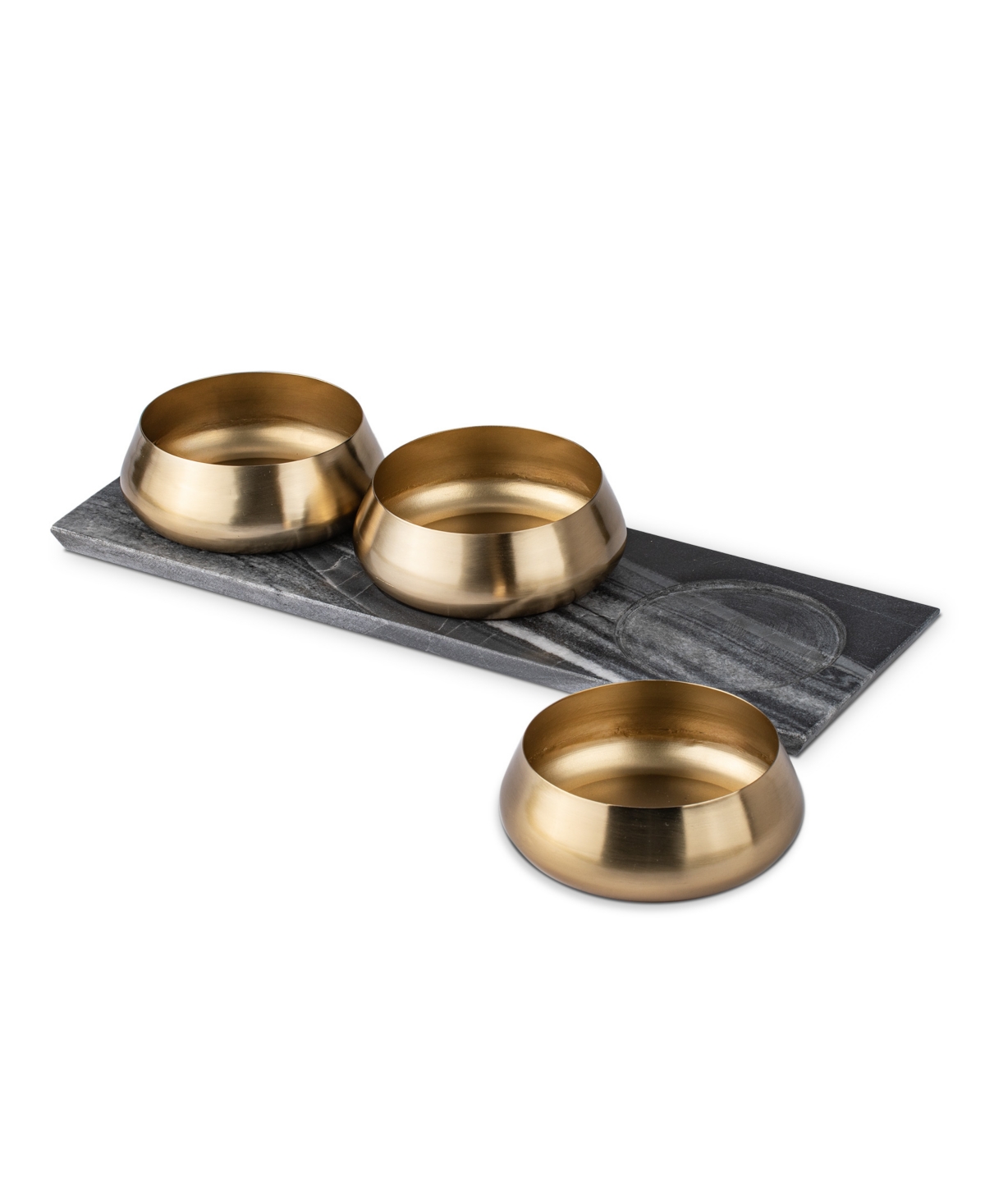 Thirstystone Uptown Condiment Bowls With Marble Board, Set Of 3 In Gold,grey